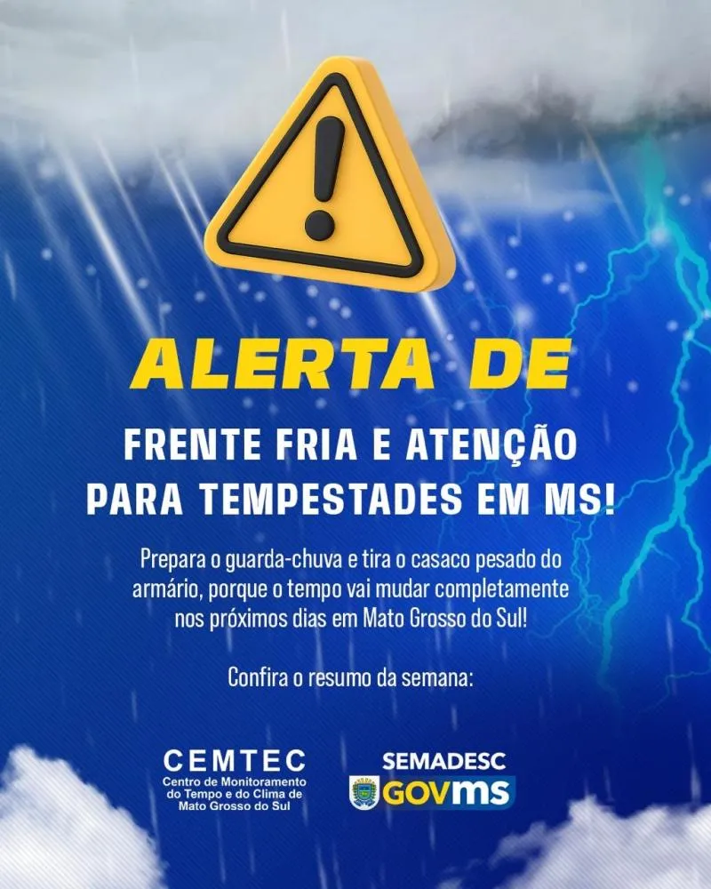 Naviraí se prepara para a frente fria mais intensa do ano com mínimas próximas de 5°C